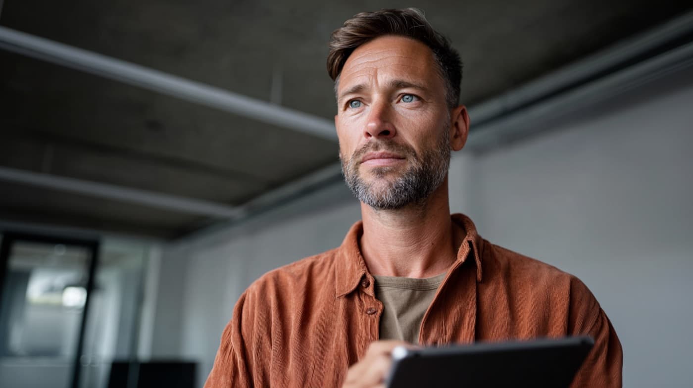 Installateur bekijkt zijn nieuwe website op een tablet